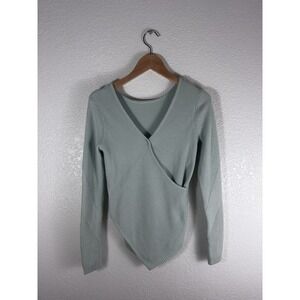 Lululemon Women's Ribbed Wrap Long Sleeve Knit Top Mint Green